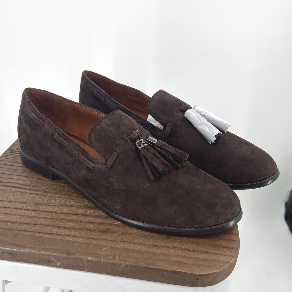 Franco Sarto Hartlie Dark Brown Suede Tassel Loafers Womens 12W NWT